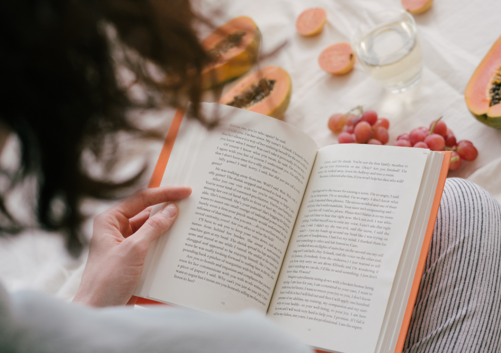 woman reading a book