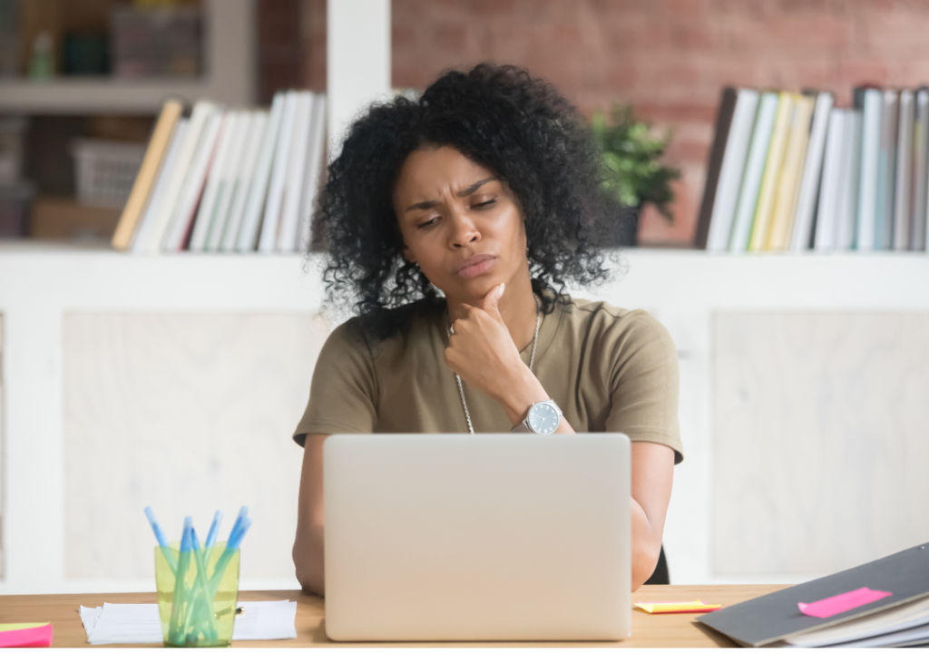 writer frowning at computer